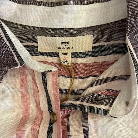 NWT | Thread & Supply | Striped blouse | Pink & gray - Picture 3 of 13